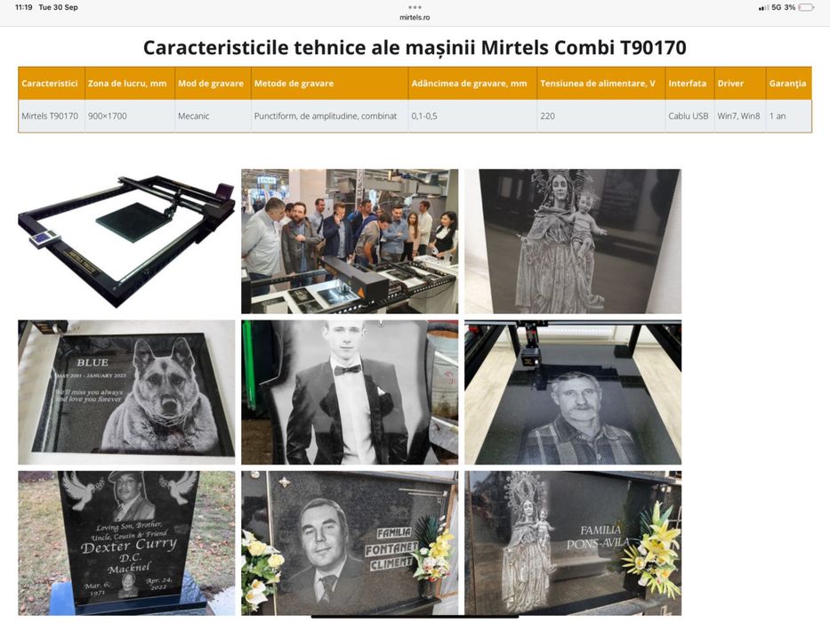 Mașina/aparat de gravat piatră marmură granit