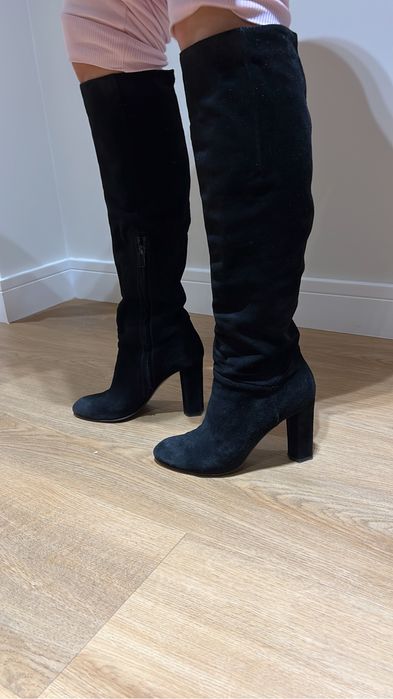 Cizme cu toc din piele intoarsa Musette