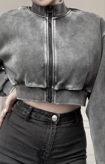 Сив суичър с цип от Кроп Cropp