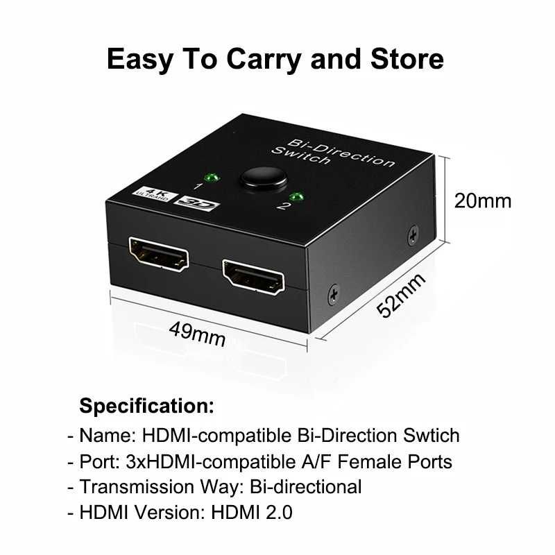 Switch Splitter HDMI Ultra HD 4K - Nou - garantie