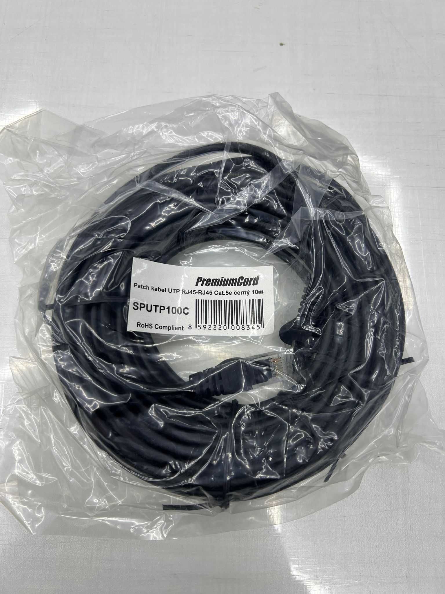 Cablu patch UTP CAT5e gata mufat sigilat nou 10m gri negru