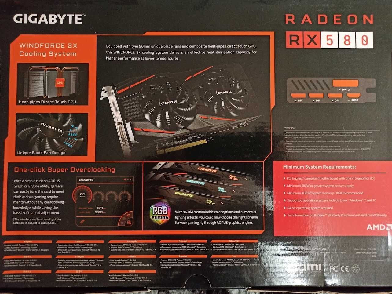Продавам видеокарта Gigabyte Gaming 4G Radeon RX580