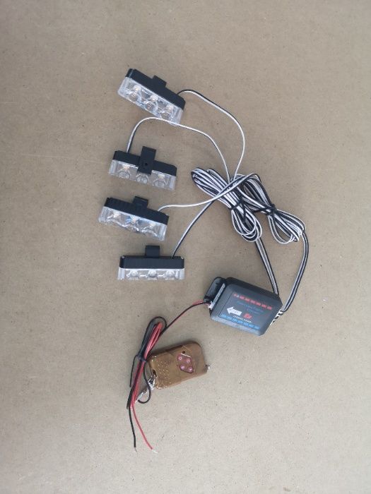 Lumini avertizare rosu / albastru pt grila functii strob, LED 36W 12V