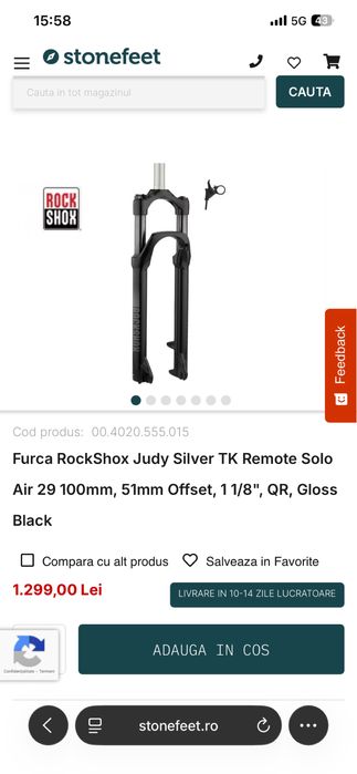Furca Rockshox Judy Silver 29” | aer, blocare ghidon, gat drept 19,5cm