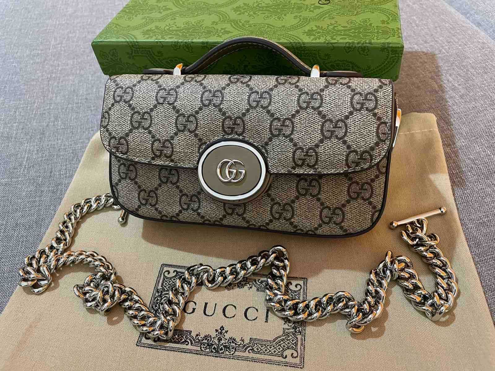 Оригинална Gucci Petite мини Чанта За Рамо Кожа Гучи Mini Горна Дръжка