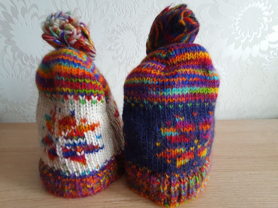 Caciula copii lana cu dublura de polar made in Nepal, handmade