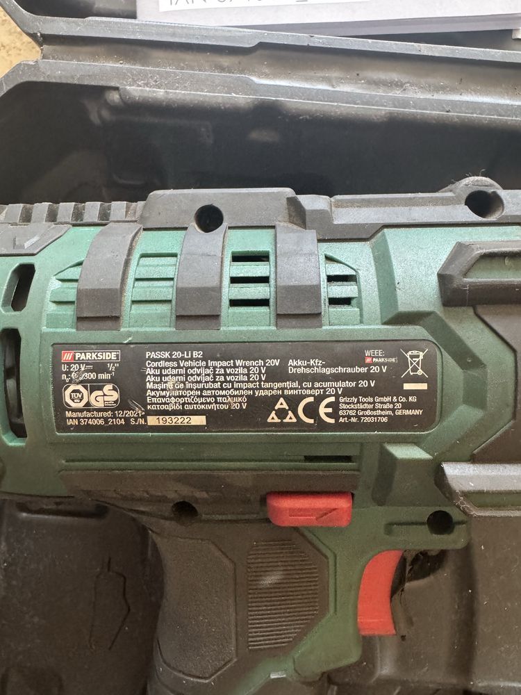 Parkside гайковерт 400 Nm гаранционен PASSK 20-Li B2