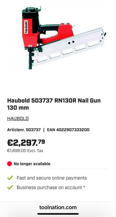 Pistol de cuie Haubold RN130R 130 mm