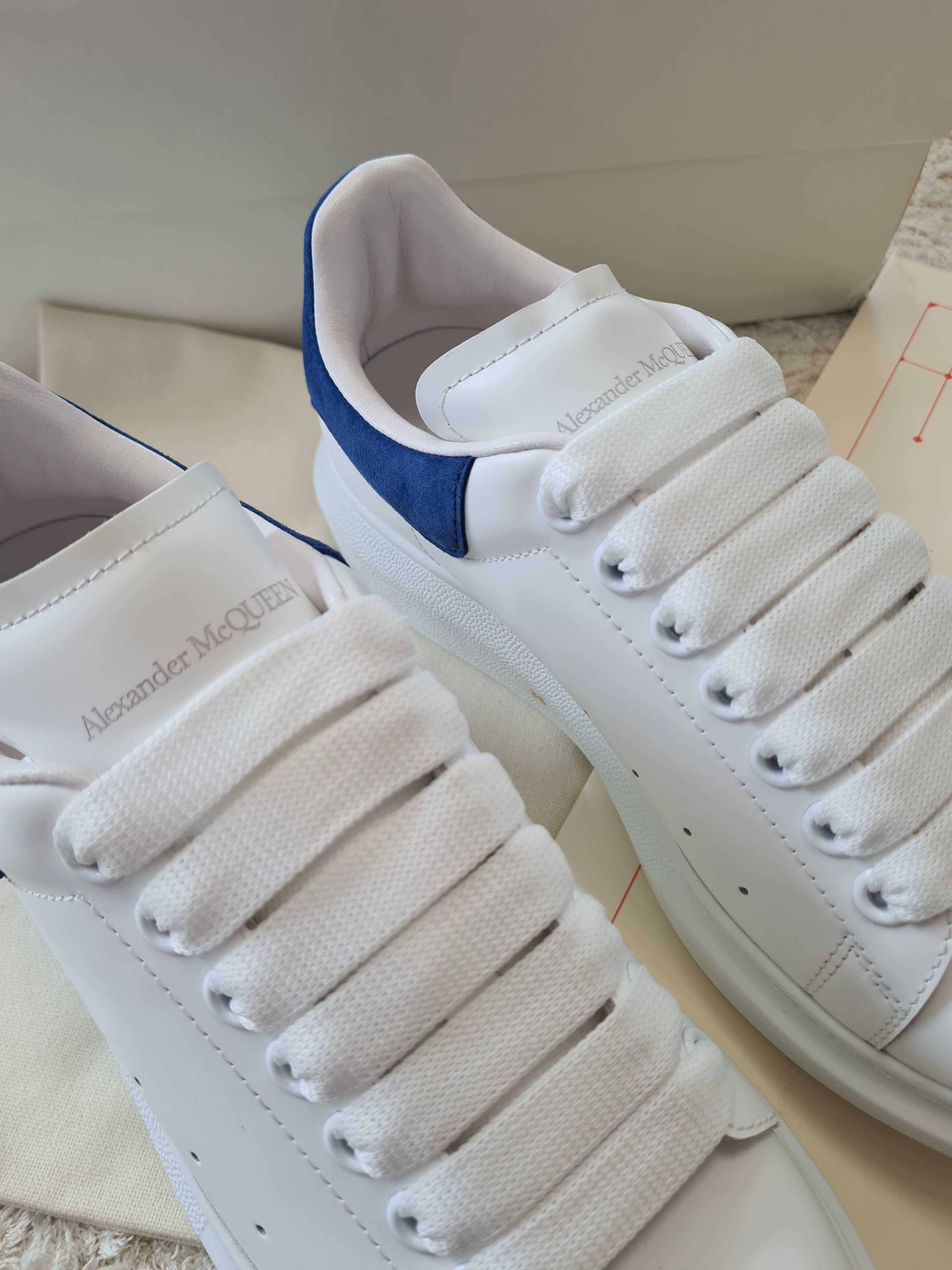 Adidasi Alexander Mcqueen white-blue, marimea 38, Unisex, Premium