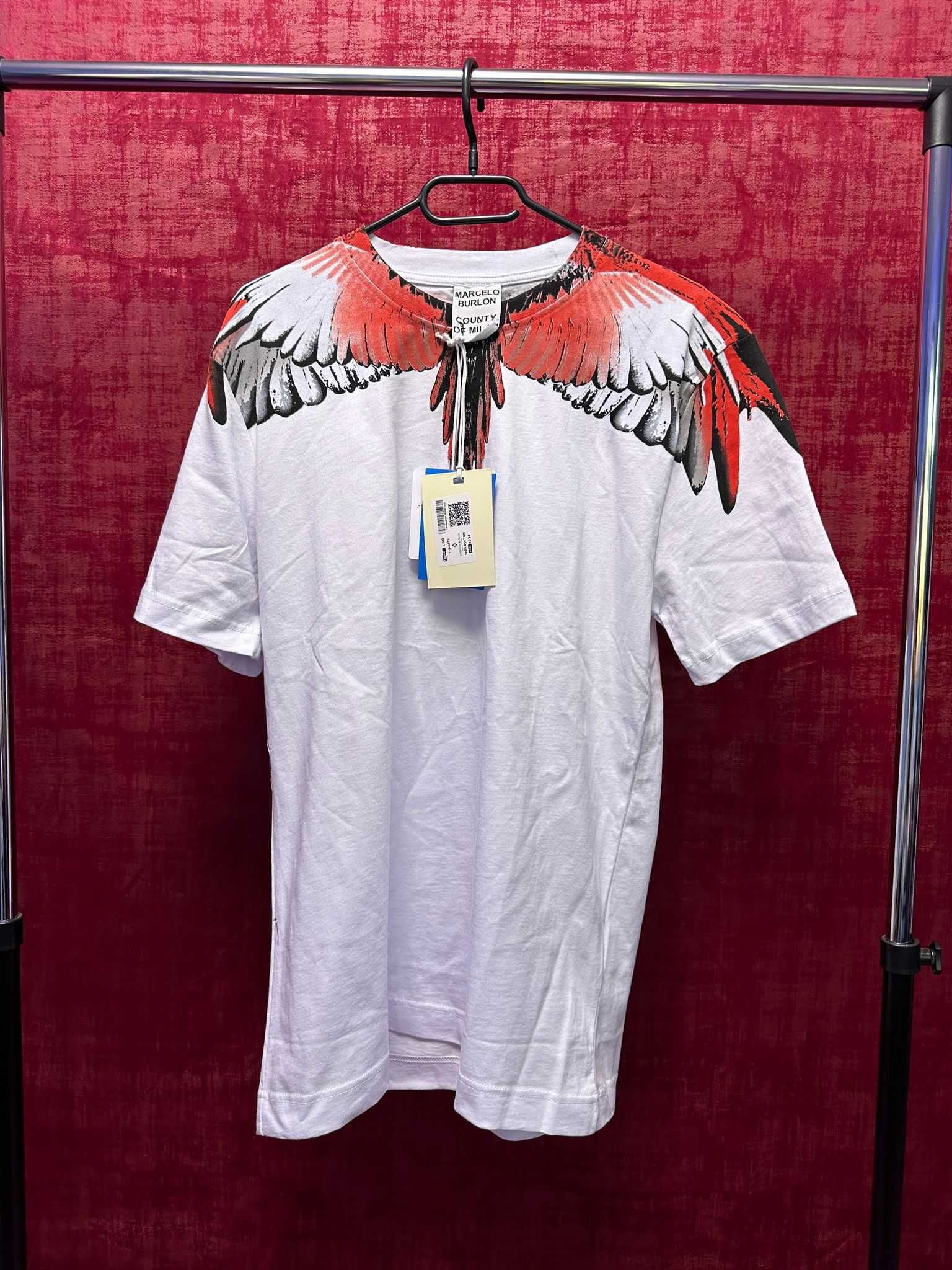 Tricou MARCELO BURLON Alb-Rosu | Brand | Designer | NOU | LIMITED |