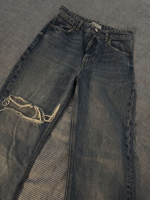 Дънки zara с висока талия и широк крачол