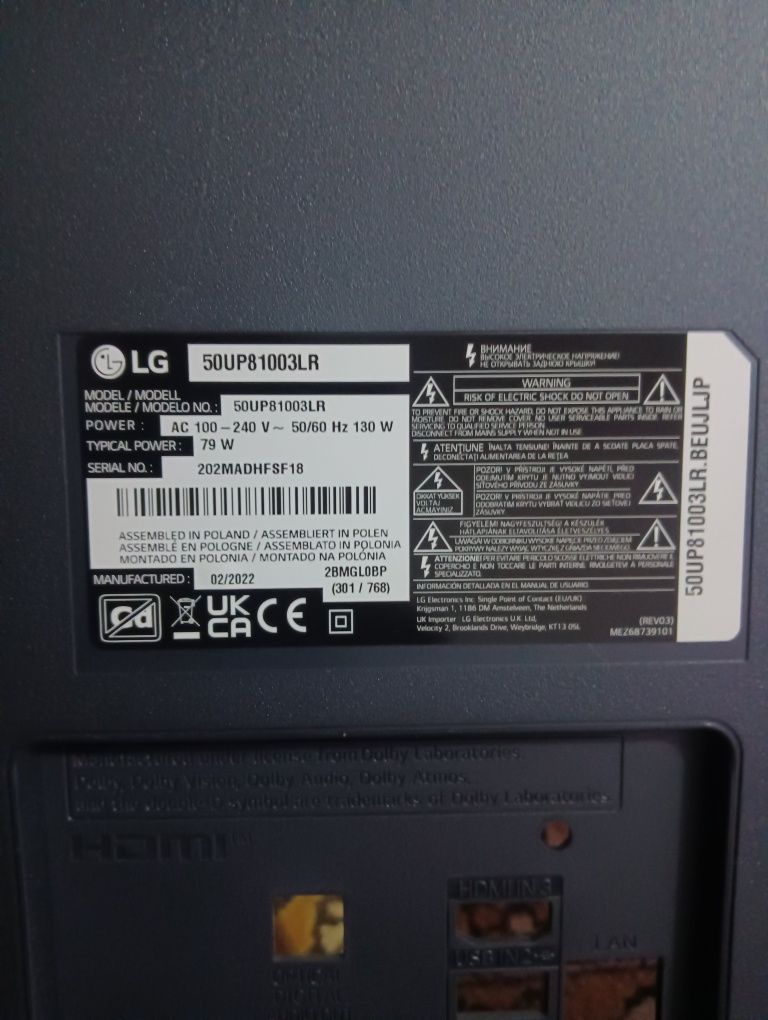 Vând piese tv LG 50up81003lr Smart 126cm