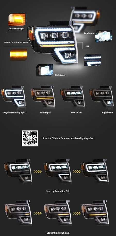 Тунинг  LED Matrix  фарове 09-14 Ford F150 12th Gen
