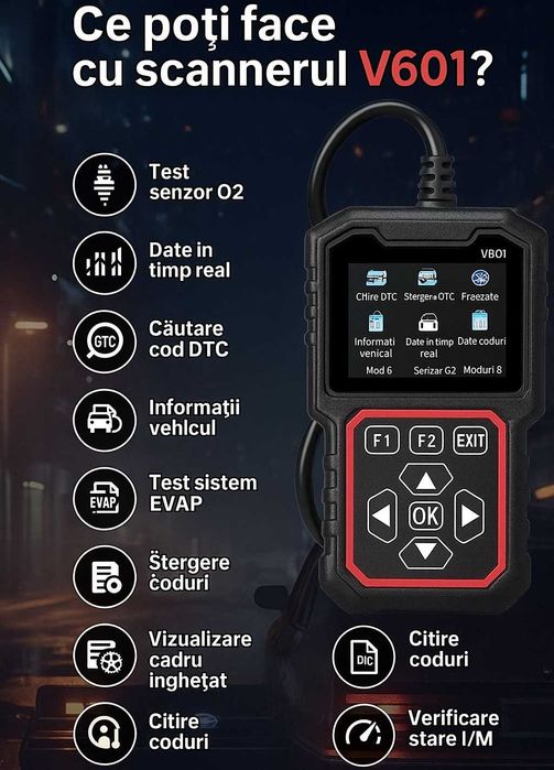 Tester auto diagnoza OBD2 citire stergere coduri V601