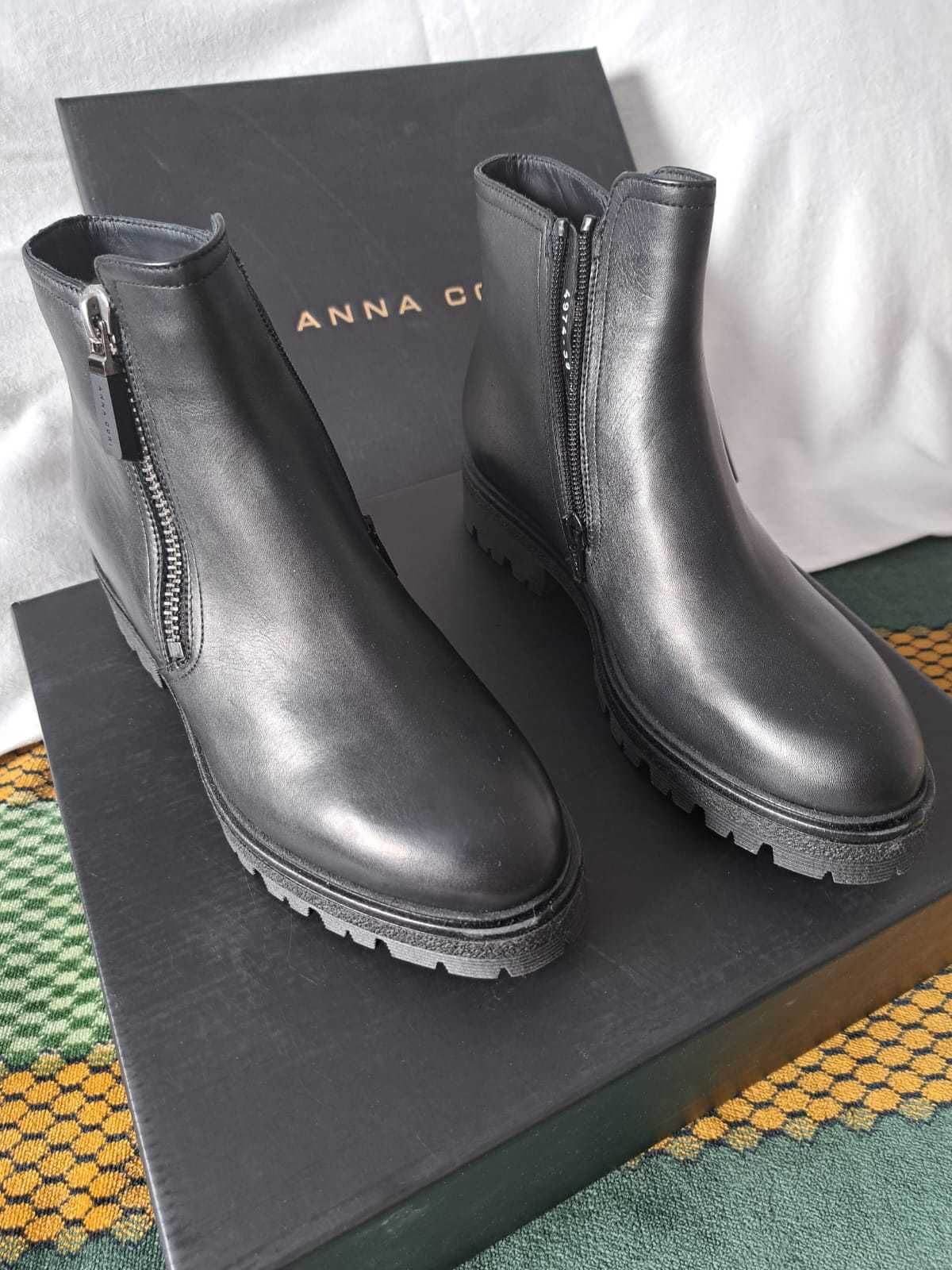Ghete / botine AnnaCori negre, noi, nepurtate, 39, de piele