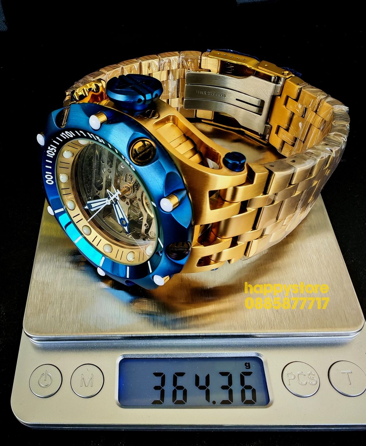 часовник INVICTA Reserve Skeleton automatic Gold 56 mm, Инвикта нов