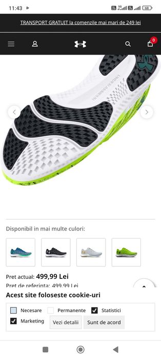 Adidași Under Armour Charged Breeze 2 mărimea 42 jumate