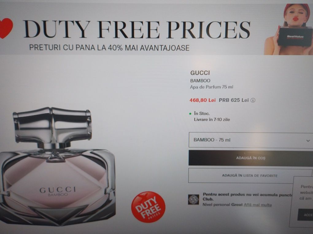 Vand parfum Gucci Bamboo 75 ml nou doar incercat