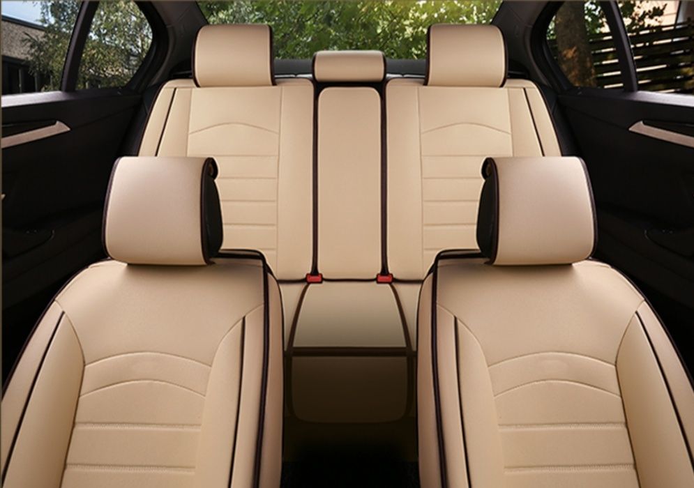 Пълен Комплект Бежови Луксозни Калъфи За Седалки Универсална Тапицерия