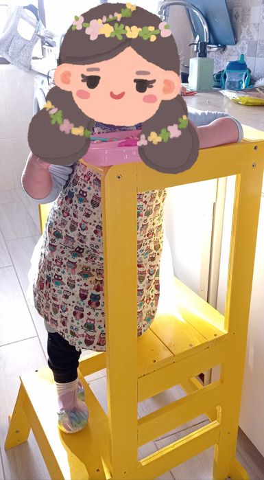 Turn de învățare pentru copii, treaptă de bucătărie din lemn