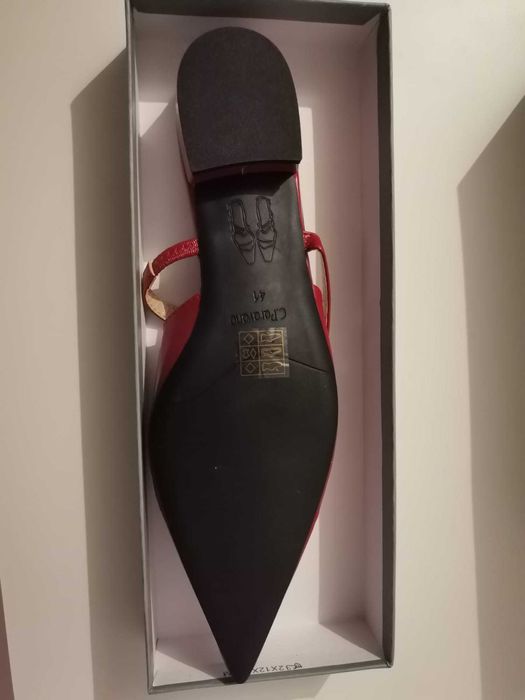 Pantofi dama C. Paravano rosii, marimea 41, noi, piele ecologica