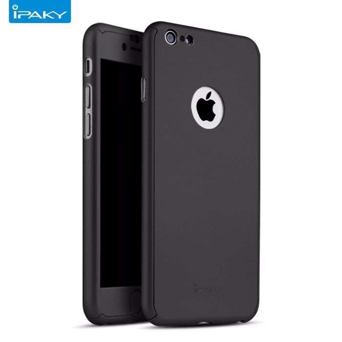 Husa 360º iPaky pentru iPhone 6/6S cu folie de protectie - Negru