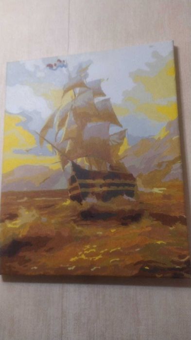 Готовая картина по номерам Фрегат 40*50 см и Пионы