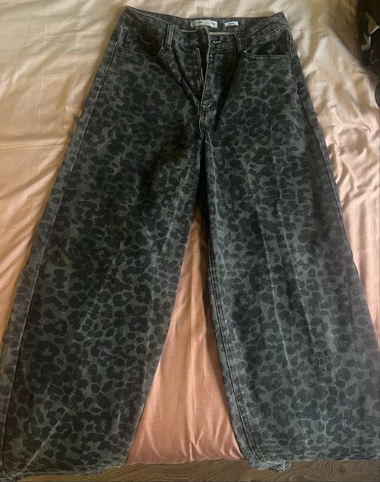 Blugi Baggy Leopard Print Streetwear