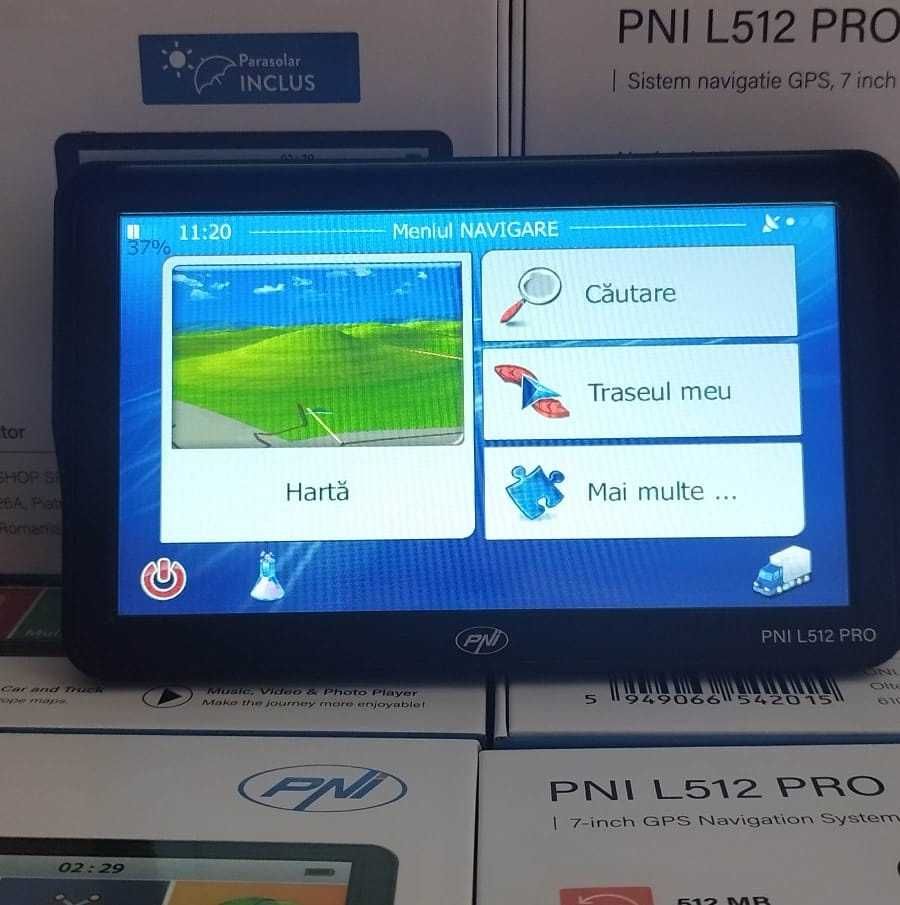 Sistem GPS PNI L512 PRO cu parasolar, 7 inch, 800 MHz, 512MB DDR, 16Gb