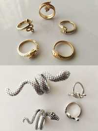 Дамски пръстени змия различни модели месинг сребристо златисто покрити