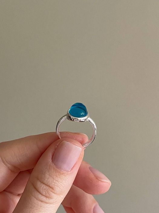 Дамски пръстен с небесносин камък , Чисто Нов.