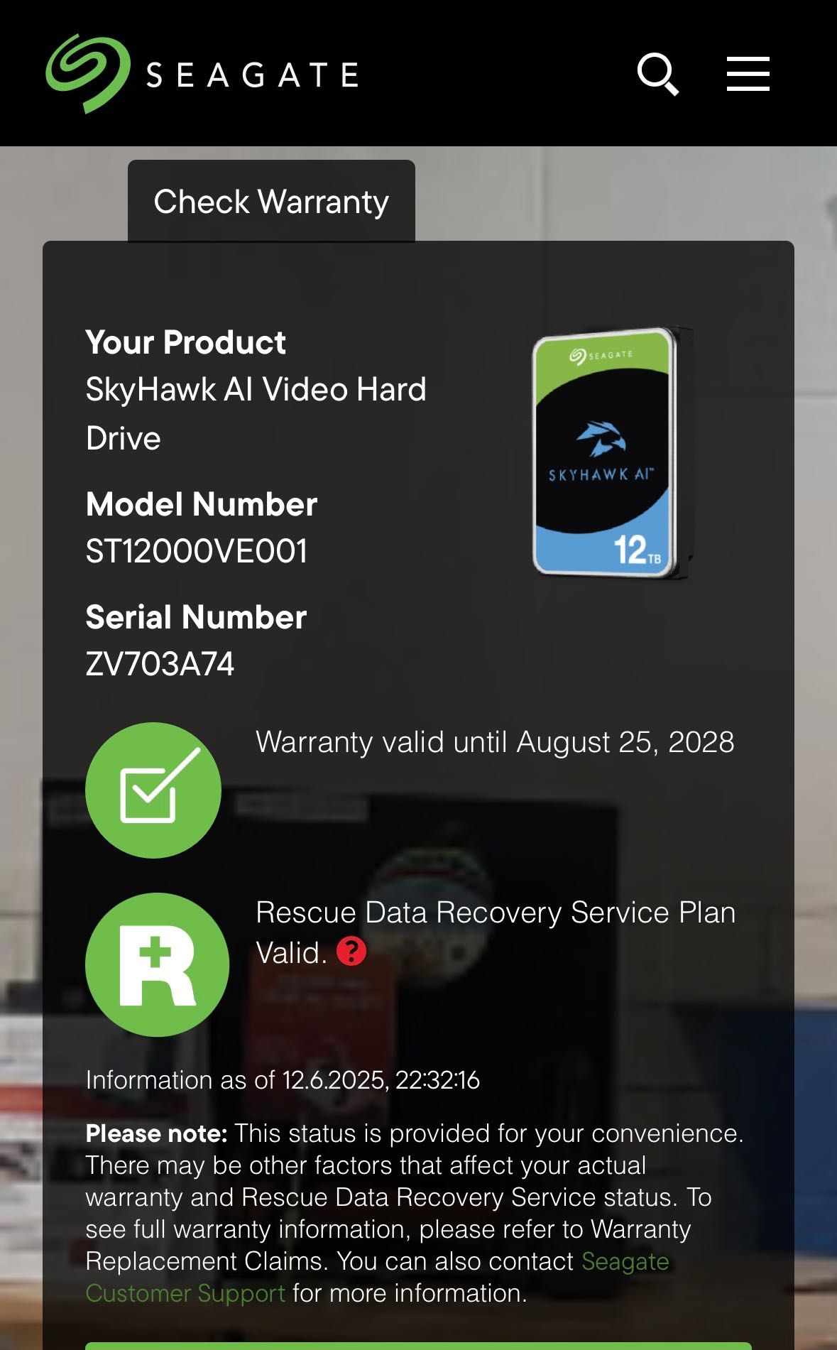 *Нов с Гаранция* 12TB Seagate SkyHawk AI SATA HDD - Вътрешен Хард Диск