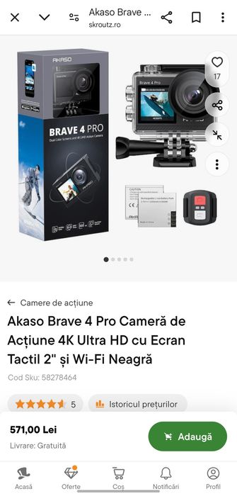 Brave 4 Pro Cameră de Acțiune 4K Ultra HD cu Ecran Tactil 2"