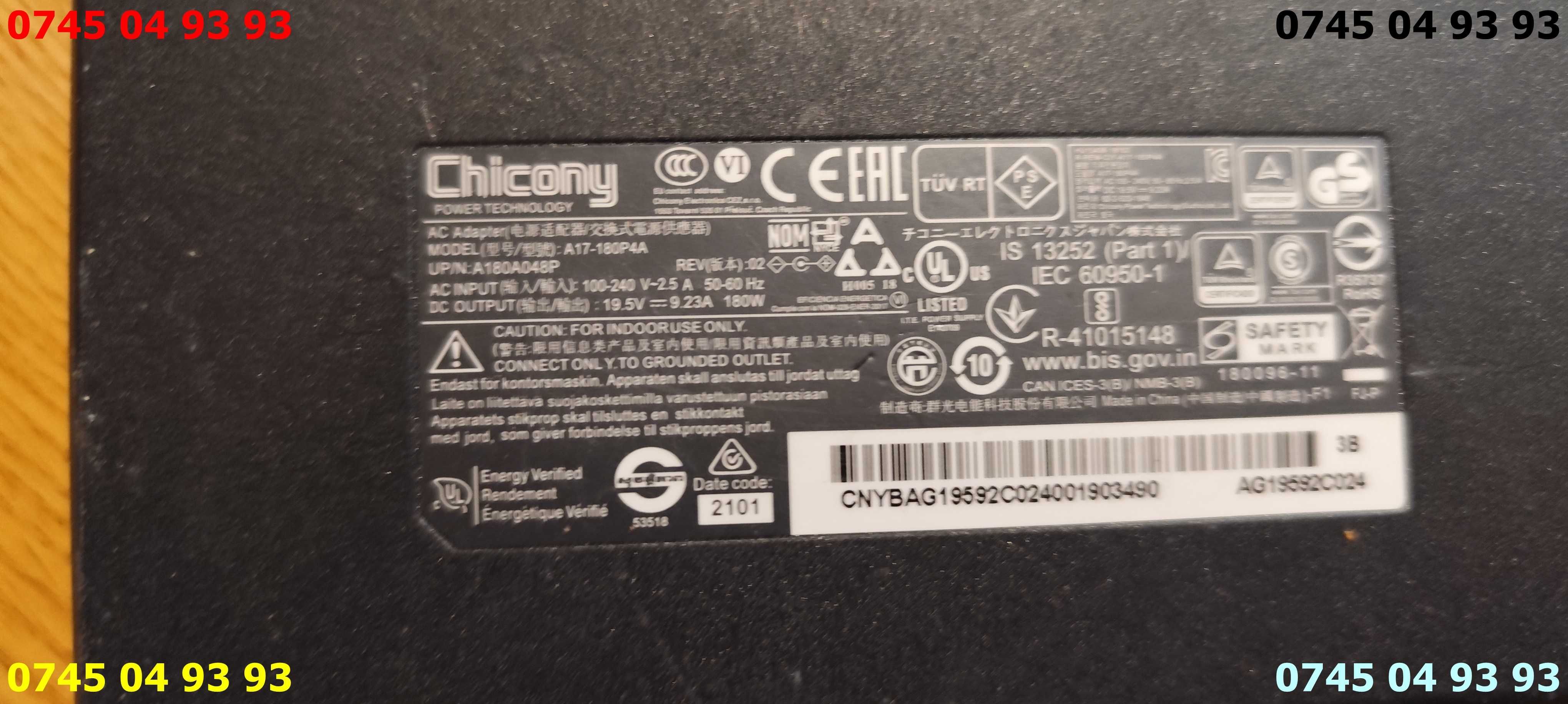 incarcator alimentator Chicony ptr ASUS 19.5a 9,23A mufa SUBTIRE PIN