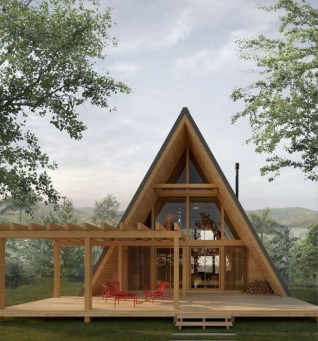 Cabana A-frame rustic de vacanta