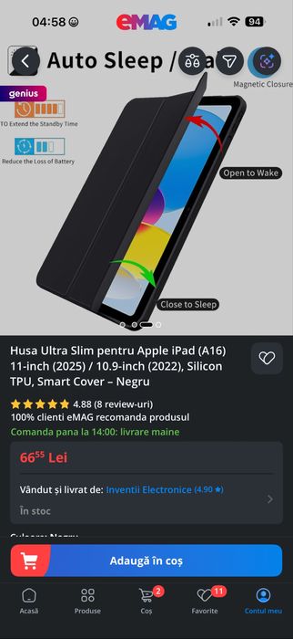 Husa ultra slim pt apple ipad a 16 noua nefolosita