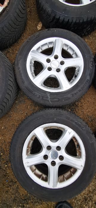 Set 4 jante aliaj 5x100 r14 6j et38 anvelope allseason 165 70 r14 m+s