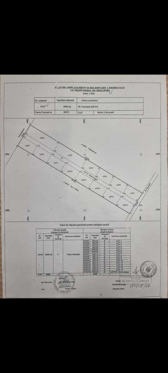 Ocazie! Teren de vanzare Bucuresti sect 5 Zona Sos Salaj-Str Humulesti