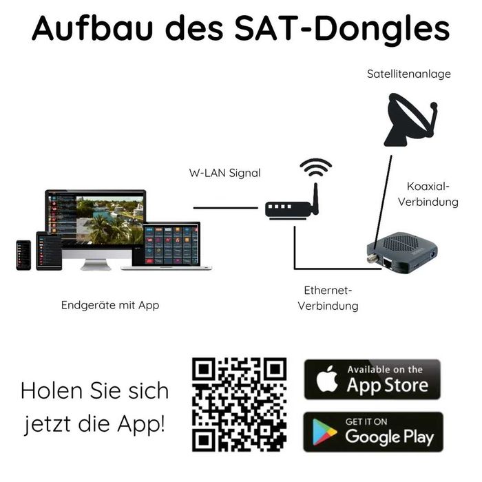 Dongle Receiver SAT HD SCHWAIGER DVB S2 Wireless cu WLAN si App