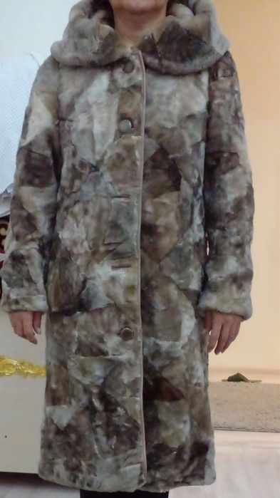 Шуба мутон с шапкой , размер 46, Недорого