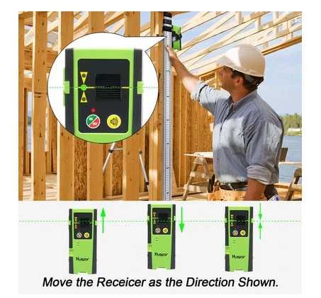 Detector / receptor nivela laser Huepar LR-6RG distanta 60m TR. GRATIS