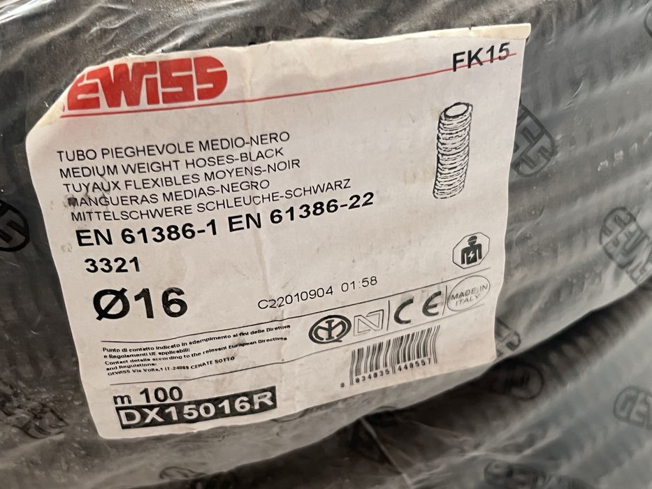 Copex/Tub PVC Gewiss, negru DX15016R, rola 100m