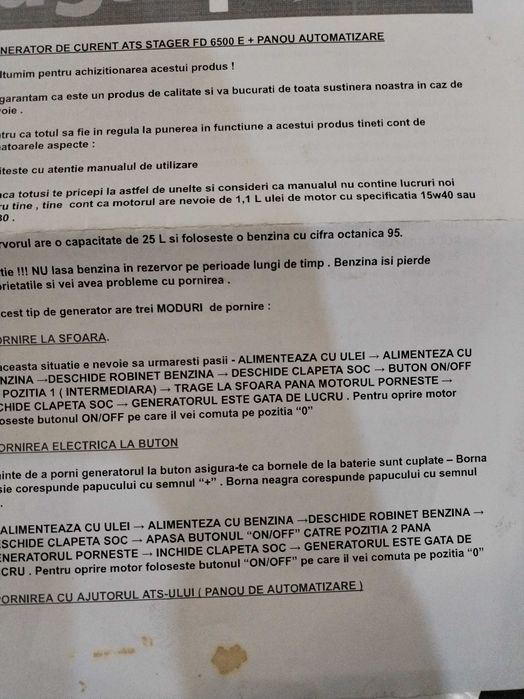 Generator de curent cu automatizafe