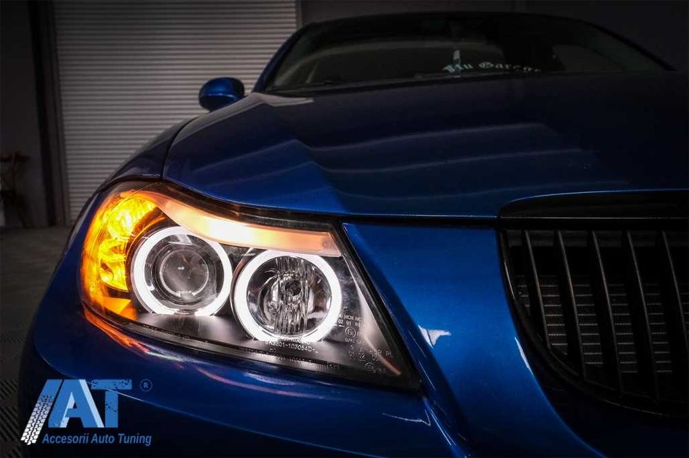 9. Faruri BMW Seria 3 E90 E91 (2005-2008) Angel Eyes Garantie 12luni