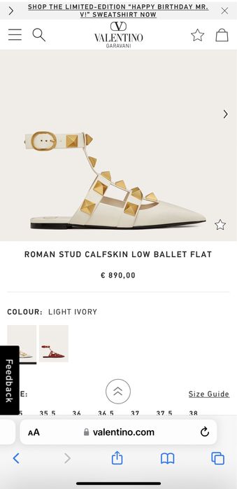 Valentino Garavani Roman Stud ballet flat 36 originali