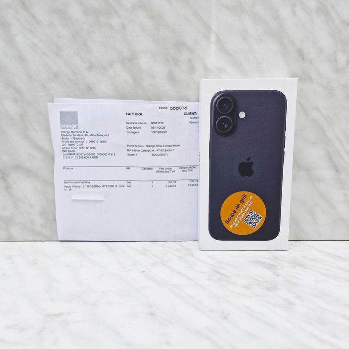 iPhone 16, 128GB, 5G, NOU, Sigilat, Zeus Amanet Militari 33558
