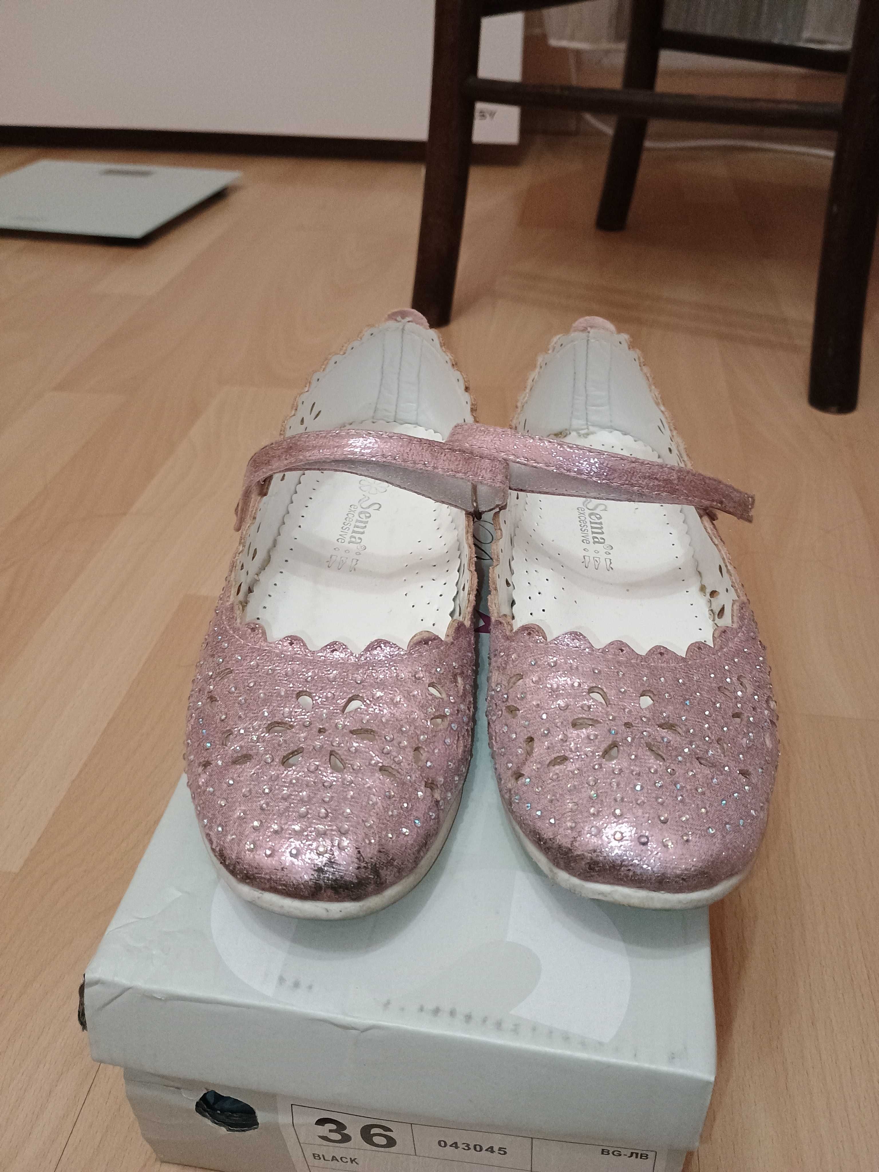 обувки за момиче 37 номер  - тип бални пантофки - използвани