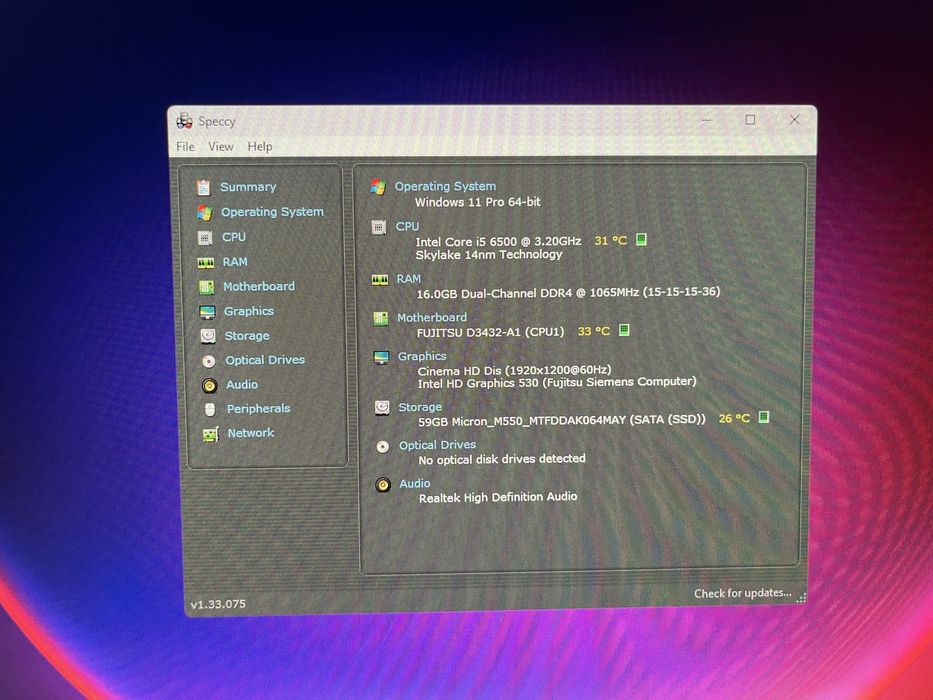 PC i5 6500 Fujitsu Esprimo D956/E85+ SFF 8/16gb RAM DDR4 SSD HDD