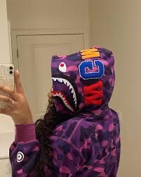 Bape Shark full zip hoodie purple Unisex