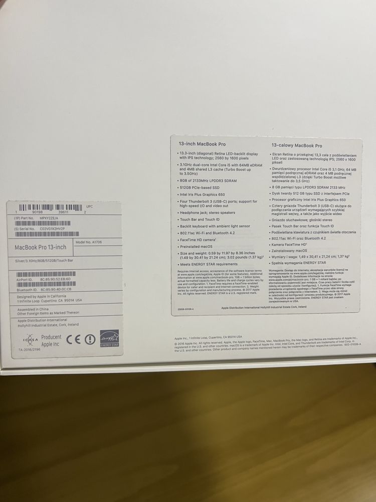 Macbook Pro 13 inch 2017
